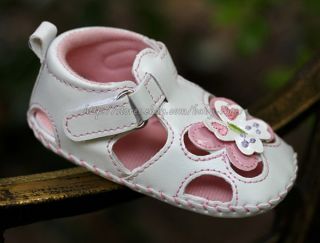 Baby Infant Girl White Butterfly Sandals Dress Crib Shoes Size 6 9 9 12 Months