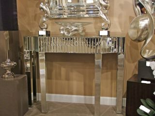 Hollywood Regency Mirrored Console Table Glamorous Art Deco Mirror Chic