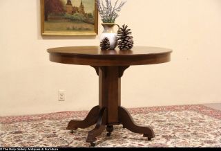 Round Oak 1900 Antique Pedestal Table 3 Leaves