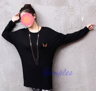 Korean Fashion Women Girl Angel Wings Printed Loose Casual Bat Sleeve T Shirt