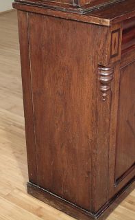 Antique English Solid Oak Victorian Bookcase Curio Display Cabinet c1880 B75