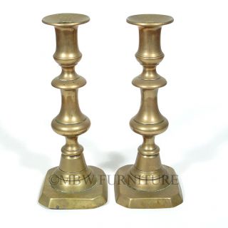 Pair of 2 Antique English Brass Victorian Candlesticks Candle Holders c1880 P79A