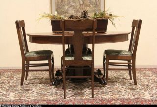 Round Oak 5' Antique Dining Table Lion Paw Pedestal Extends 12'