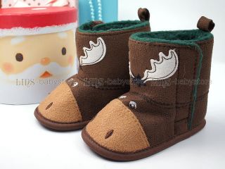 New Toddler Baby Boy Brown Deer Boots Shoes 3 6 Months A853