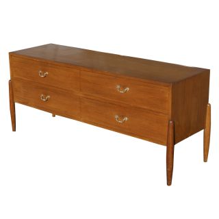 59" Mid Century Modern Danish Walnut Cabinet Dresser