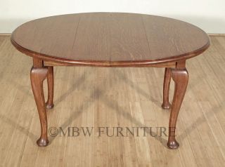 Antique English Solid Oak Queen Anne 6ft Oval Dining Table w Crank c1940 P95