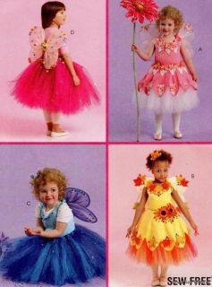 McCalls 5950 Pattern No Sew Kid's Flower Fairy Costume Tutu Wings 4 5 6