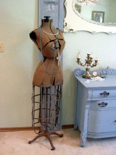 Shabby Old Pinch Waist Mannequin Dress Form Wire Cage