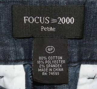 Focus 2000 Sz 4P Petite Womens Blue Jeans Denim Pants Stretch EL27
