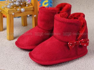 New Toddler Baby Girl Red Bow Boots US Size 4 A890