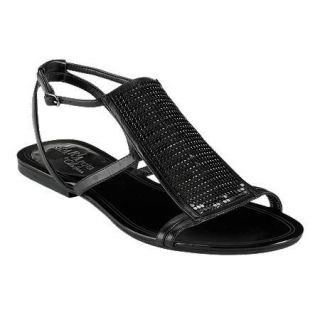 Maria Sharapova Black Cole Haan Air Lalita Flat Sandals Bling Size 8B
