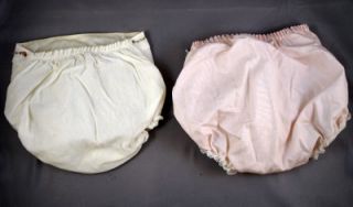 2 Pair Vintage Plastic Rubber Baby Pants Diaper Cover Pink White Doll Clothes