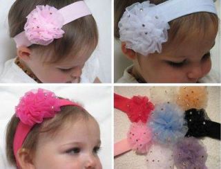 Baby Girl Headband Hairband Diamond Flower Ruffle Bling