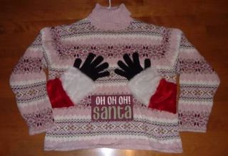 Womens Tacky Ugly Christmas Sweater Contest Naughty Oh Oh Oh Santa Size L XL