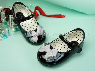 New Kids Toddler Girl Black Bow Mary Jane Shoes Size 5 6 7 8