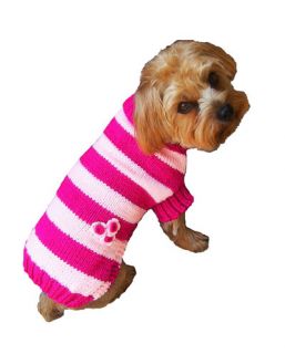 Dog Clothes Rugby Striped Sweater Pink XXS thru XL Chihuahua Yorkie Pet Apparel