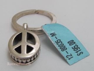 New $195 Lagos 925 Sterling Silver Peace Keychain Keyring Key Chain Ring