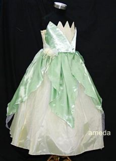 Girls Deluxe Tiana Frog Costume Princess Dress Birthday Party Fancy Xmas 3 4Y