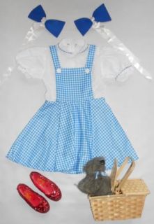 Wizard of oz Dorothy Costume Dress Shoes Hair Bow Toto Basket Child M Rubies