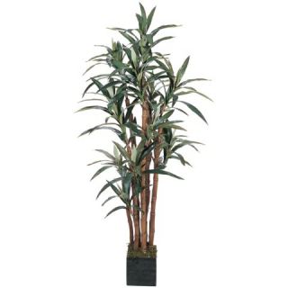 Decorative Natural Looking Artificial Potted 5' Yucca Silk Tree Plant Wooden Pot