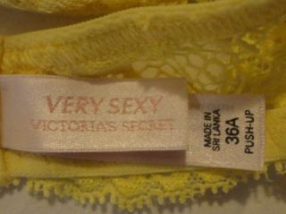 Victorias Secret Very Sexy Yellow Lacey Push Up Bra Sz 36A