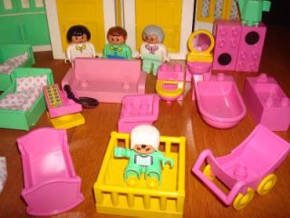 Vintage Lego Duplo Blocks Pink House Furniture People RARE Lot