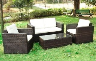Outdoor Rattan Sofa Set Patio Garden Furniture Wicker Sectional Stylish Brown
