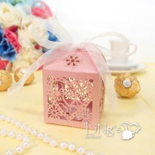 2x2x2" Love Heart Laser Cut Gift Candy Boxes with Ribbon Wedding Party Favor Box