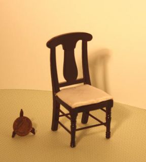Dollhouse Miniature Mahogany Chair with A White Seat