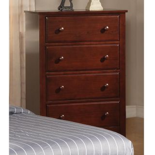 Parker Collection Chest Brown Cherry Finish w Classic Straight Legs 4 Drawers