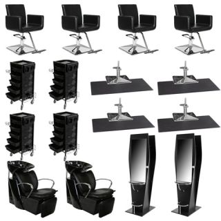 Salon Equipment Styling Station Chair Mat Shampoo Bowl Trolley Package DP 25A