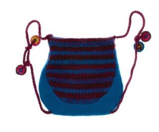 Catimini Adorable Girls Shoulder Backpack Bag Crochet Flower Knit Plait Straps