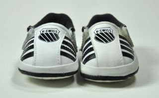 K Swiss Elize Baby New Born Crib Size White Black Fashion Style Shoes 21573102