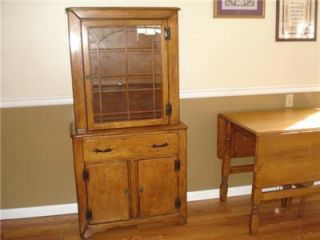 Antique Colonial China Cabinet Drop Leaf Table