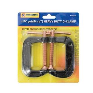 New 2 Piece 50mm Heavy Duty G Clamp Copper Played Screw Swivel Pad