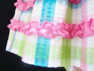 New Baby Girl "Pastel Plaid Ruffle" Size 12M Spring Easter 2pc Dress Clothes