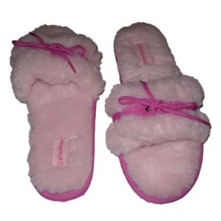 Womens Plush Pink Fur Slide on House Slippers 9 10