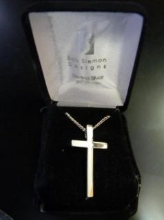 Bob Siemon Designs Sterling Silver Large Plain Cross Pendant Necklace