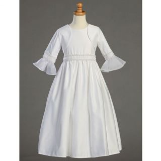 Lito Communion Dress Bolero Set Girls 10 White Satin Pearled