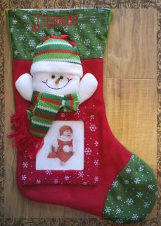 Personalized Momogram Custom Baby Childs Kids Christmas Photo Stocking Gift