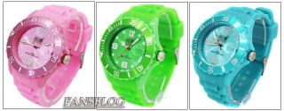 New Stylish Silicone Jelly Quartz Calendar Unisex Wrist Watch WC
