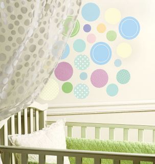 Polka Dot Wallies Baby Dots Blue Yellow Pink Teal Peel Stick Removable Decals
