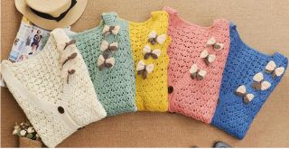 Womens Long Sleeve Button Front Crochet Knit Cute Sweater Cardigan Top 5 Colors