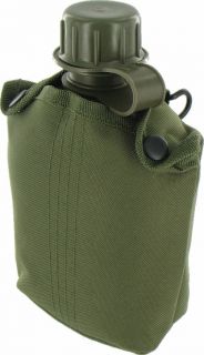 Highlander Army Plastic Olive Green Water Bottle Cup Camping Hiking Canteen