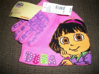Dora Explorer Winter Hat Glove Set 1 Size Toddler Pink or Purple New