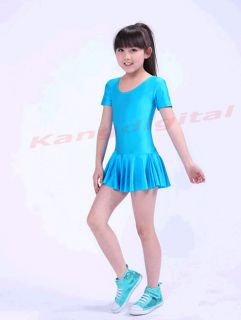 Girls Kids Ballet Costume Tutu Skirt Party Short Sleeve Leotards Dance Dress