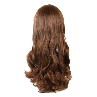 27 56 inch Popular Side Bang Long Curly Hair Wig Brown Fashion Cosplay Wig