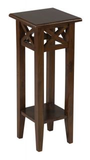 30" Tall Medium Brown Pedestal Accent Country Style Small Wooden End Table