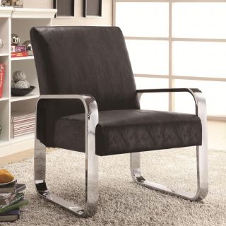 Modern Accent Leisure Chair with Metal Arm Design in Black Red White by Cozy™