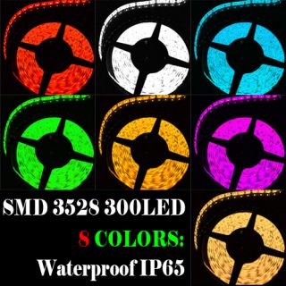 5M 16ft 3528 SMD 300 LED Strip Lighting Red Yellow Blue Green White Purple RGB